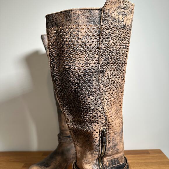 BedStu Biltmore Black Lux Riding Boots Women's 9.5 Distressed Brown Perforated - Picture 7 of 16